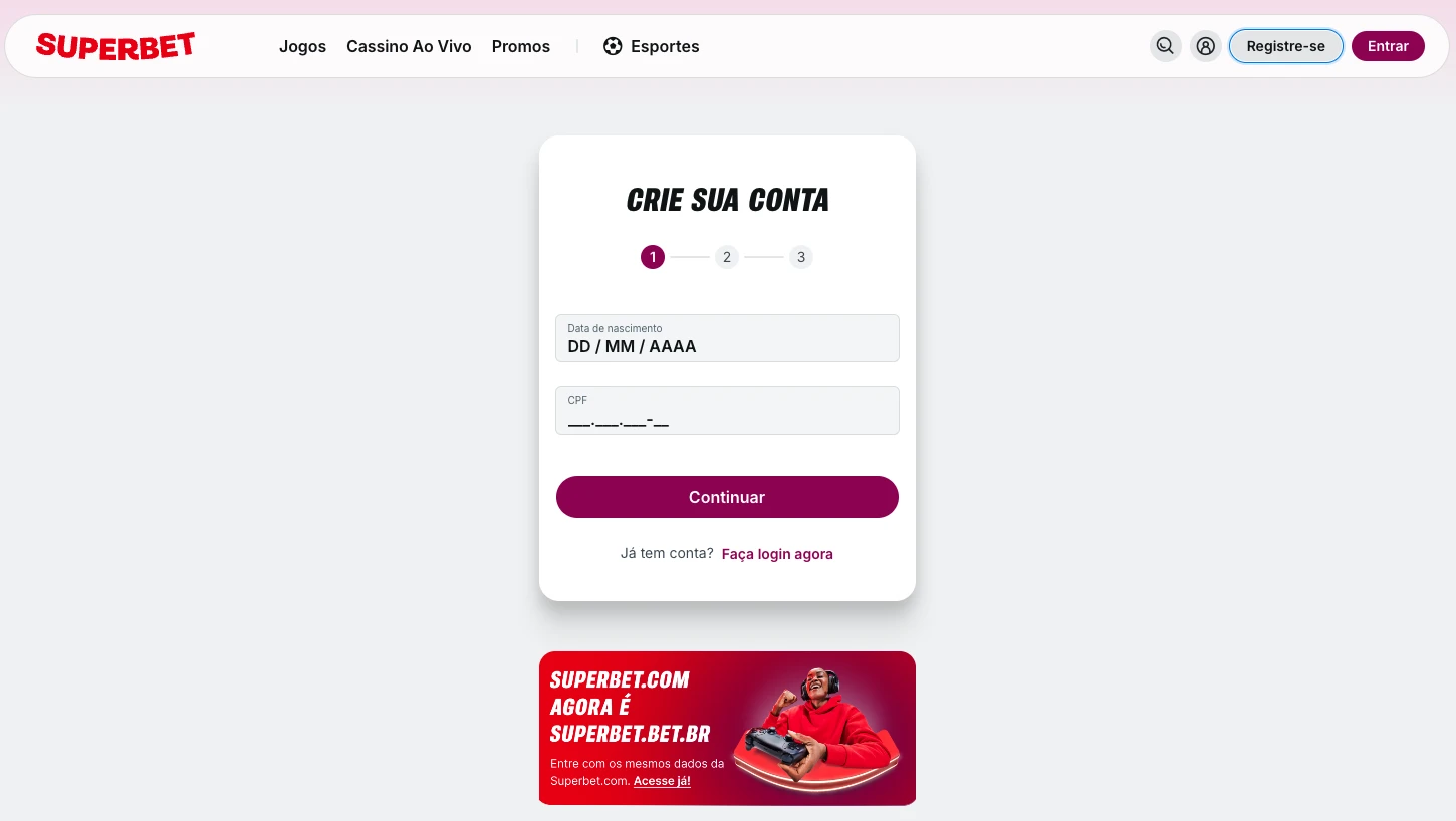 Superbet cadastro