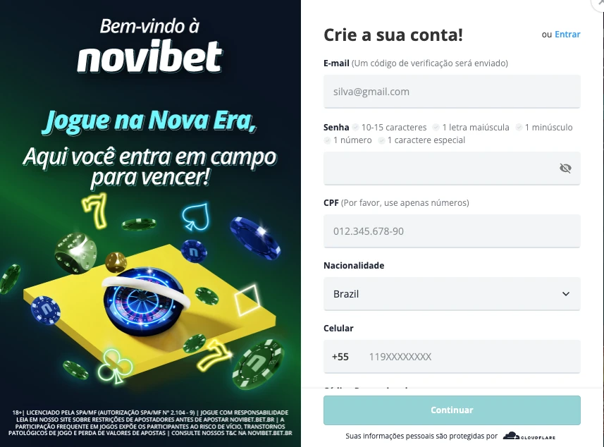 Novibet cadastro